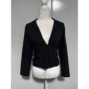 Vintage P&S USA Womens Black Single Button Tailored Blazer Jacket Size Medium‎